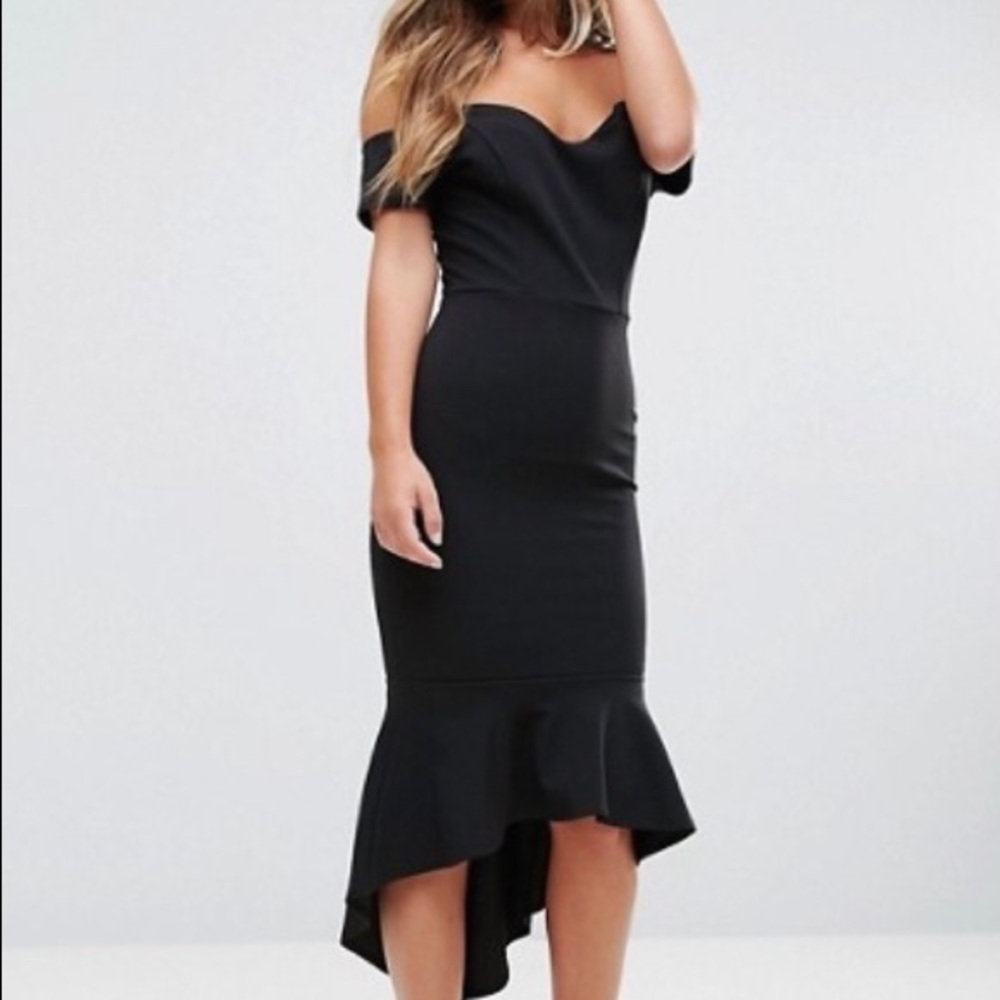 Off Shoulder Ruffle Midi  Dress